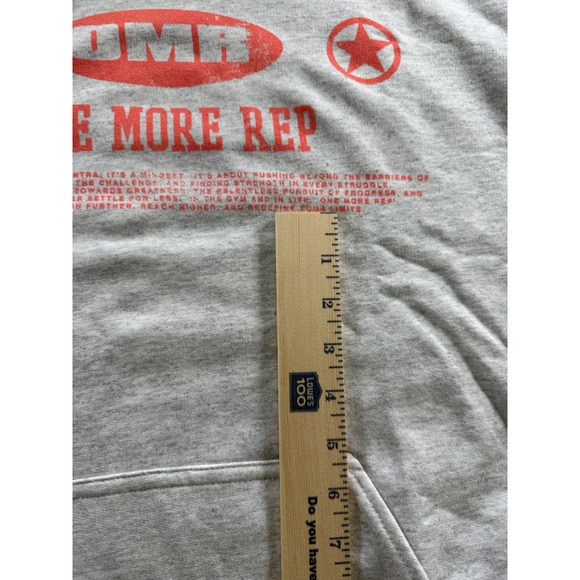 OMR One More Rep Los Angeles California Hoodie Grey Red Graphic Mens Large - Picture 5 of 8